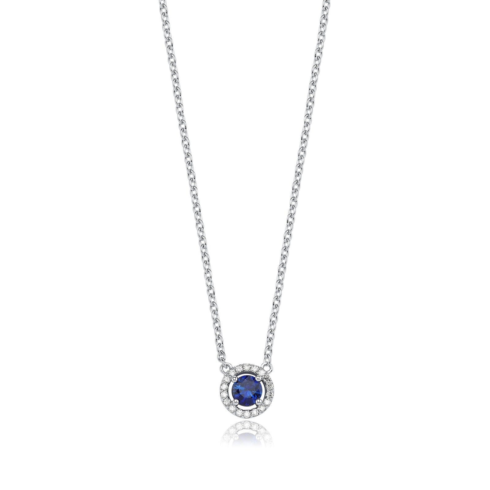 Colier TK1135M din aur alb 14k cu diamante si safire - Bijuterii LA ROSA