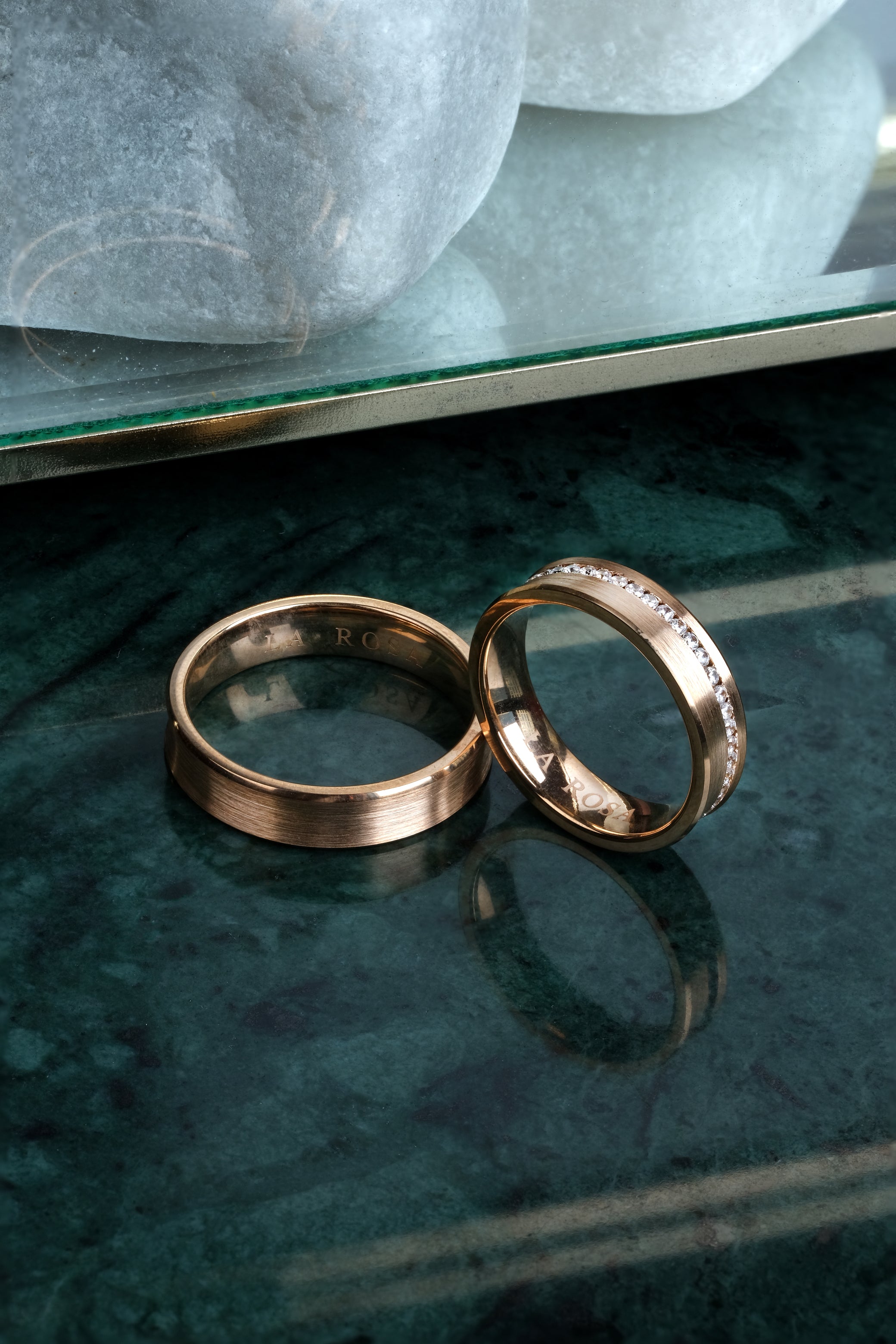 Verighete Lrsz018 din Aur Roz cu Diamante sau cu Cristale - Bijuterii LA ROSA