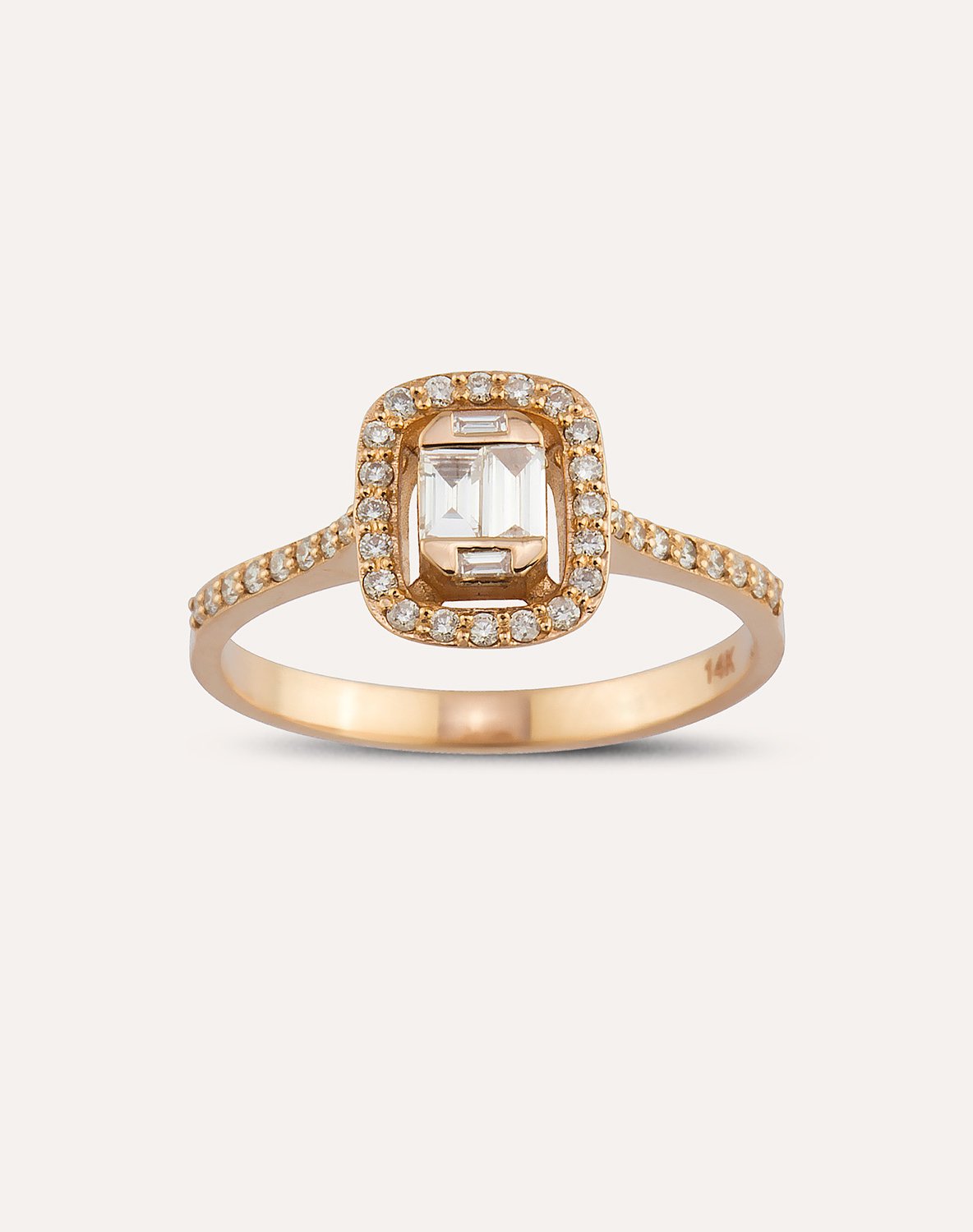 INEL YZ32907 DIN AUR ROZ 14K FORMA DREPTUNGHIULARA CU DIAMANTE - Bijuterii LA ROSA
