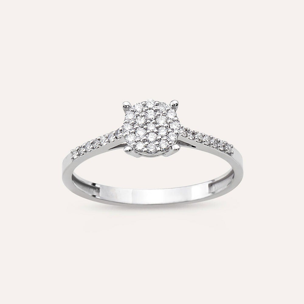 INEL YZ35083 DIN AUR ALB 14K FORMA ROTUNDA CU DIAMANTE - Bijuterii LA ROSA