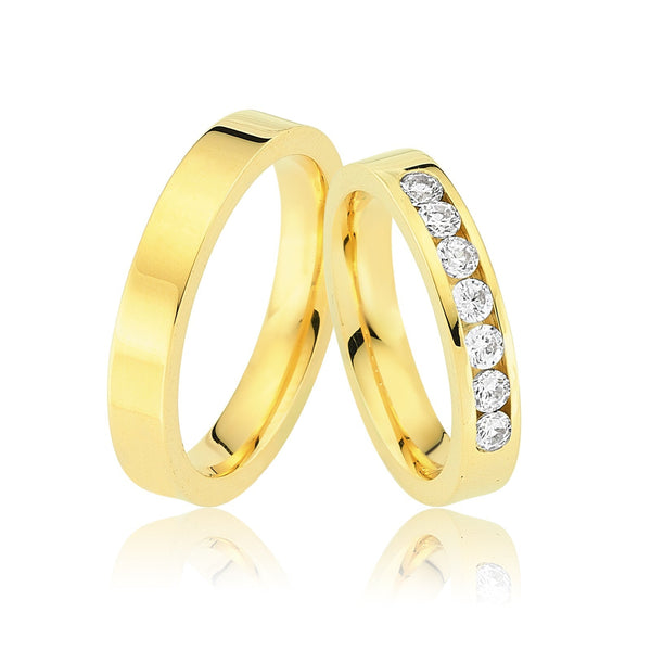 Verighete BEATRICE din aur galben cu diamante sau cristale - Bijuterii LA ROSA