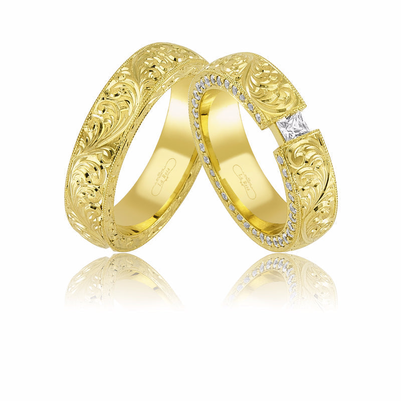 Verighete CANO din aur galben cu diamante sau cristale - Bijuterii LA ROSA