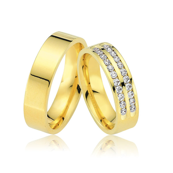 Verighete CORDELIA din aur galben cu diamante sau cristale - Bijuterii LA ROSA