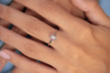 Inel dreptunghi din aur alb de 14k cu diamante baghete - Bijuterii LA ROSA