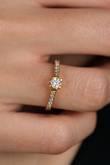 Inel de logodna LDR0213 din aur galben 18k cu diamante - Bijuterii LA ROSA