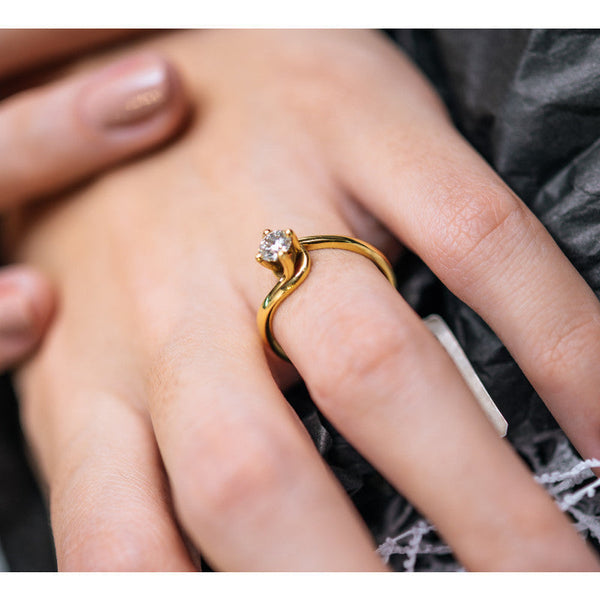 INEL LOGODNA EVAPHELIA DIN AUR GALBEN 18K CU DIAMANT - Bijuterii LA ROSA - Verighete si Inele de Logodna, bijuterii cu diamante