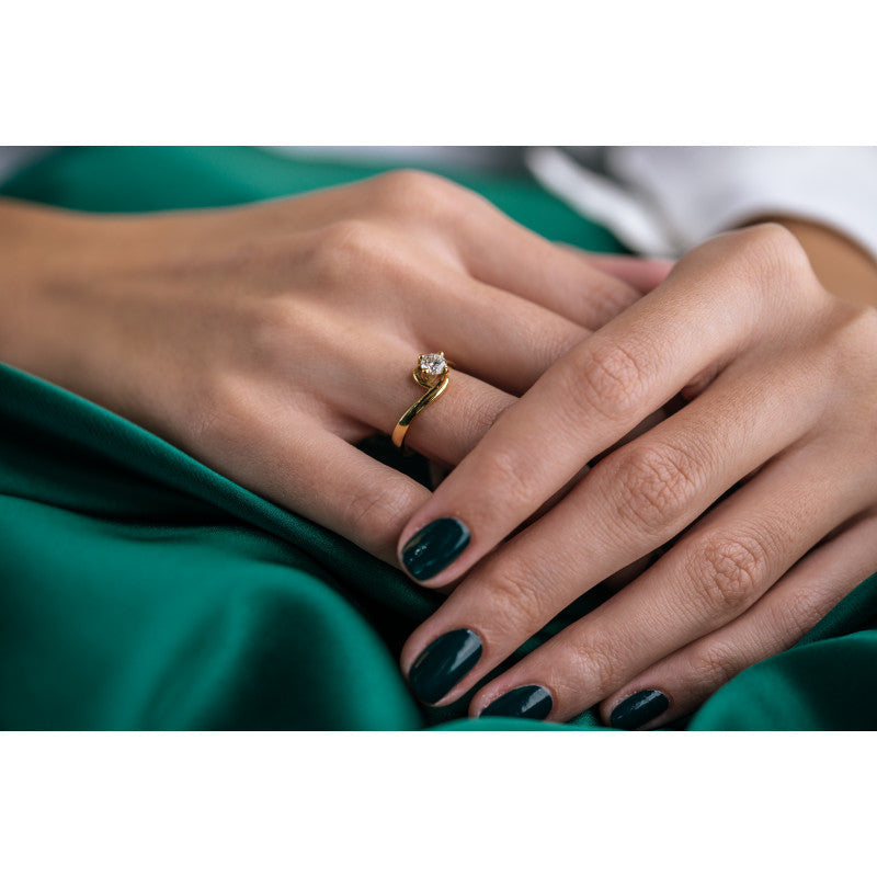 INEL LOGODNA EVAPHELIA DIN AUR GALBEN 18K CU DIAMANT - Bijuterii LA ROSA - Verighete si Inele de Logodna, bijuterii cu diamante