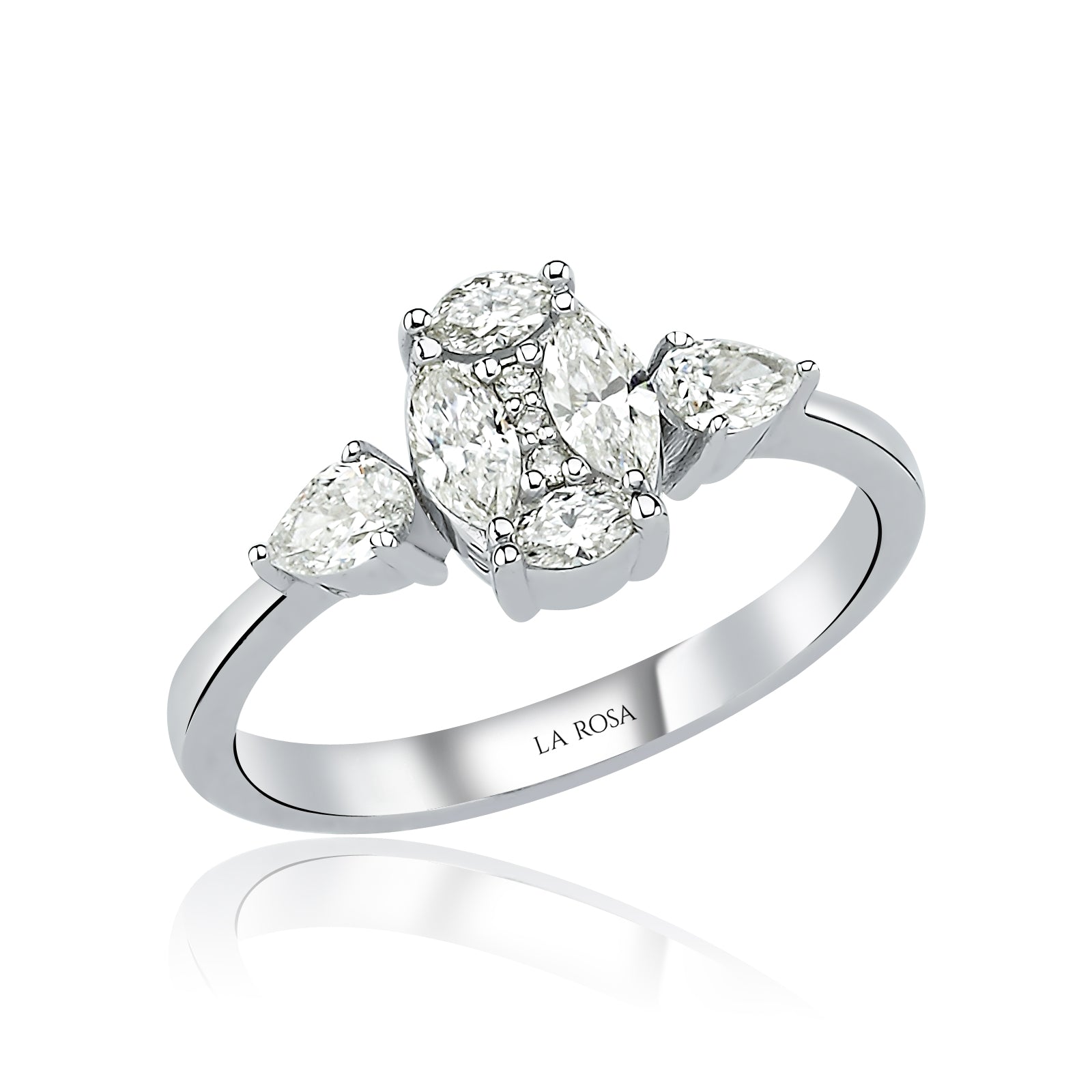 INEL OVAL CUT DIN AUR ALB 18K CU DIAMANTE - Bijuterii LA ROSA - Verighete si Inele de Logodna, bijuterii cu diamante