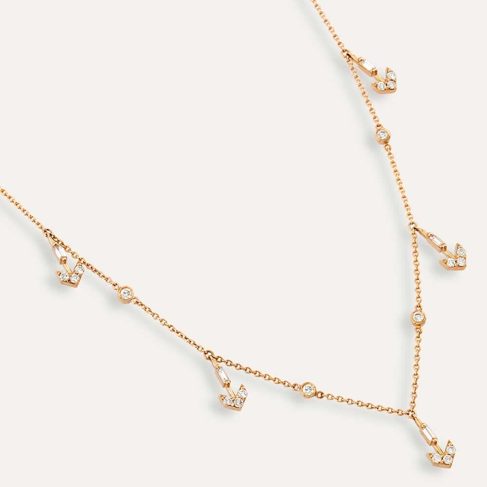 COLIER KL28496  DIN AUR ROZ 14K  FORMA SAGEATA CU DIAMANTE - Bijuterii LA ROSA