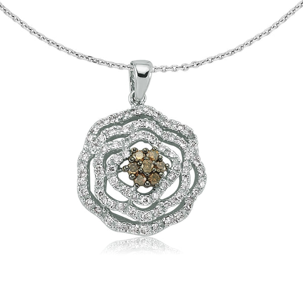 Colier LDNA0371 din aur alb 18k cu diamante si citrin forma floare - Bijuterii LA ROSA