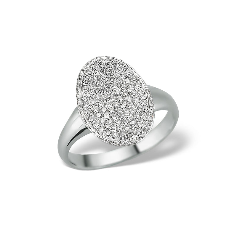 Inel LDRA1541 din aur alb 18k forma ovala cu diamante - Bijuterii LA ROSA