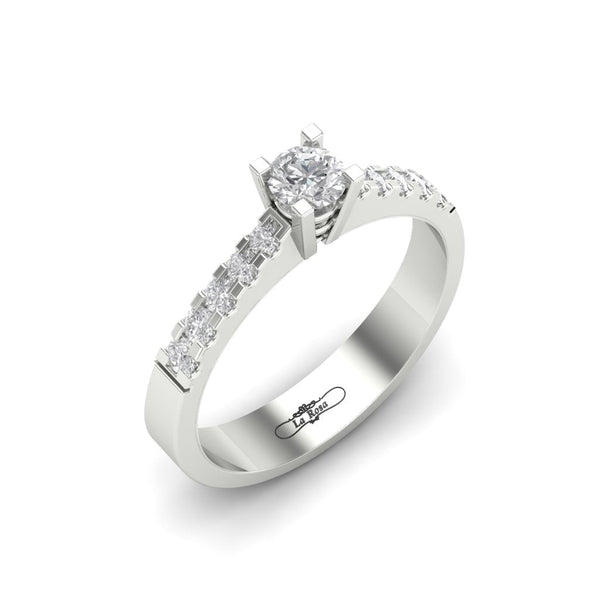 Inel de logodna LDR2068 din aur galben si alb cu diamante - Bijuterii LA ROSA