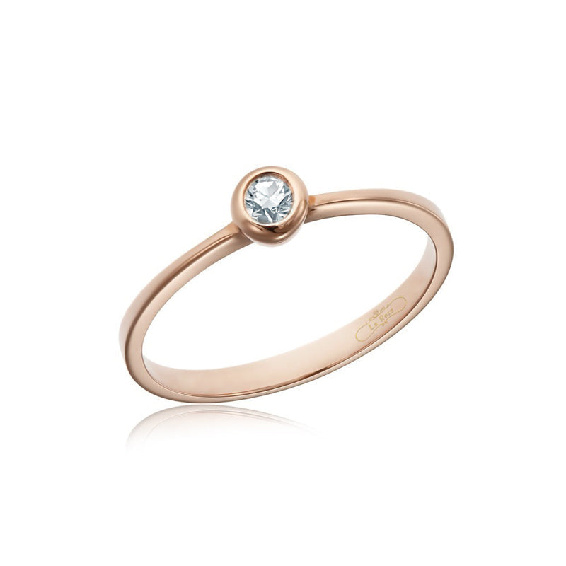Inel LDRA1729 din aur roz 18k cu diamant forma rotunda - Bijuterii LA ROSA