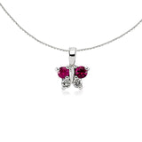 COLIER LDNA0146 DIN AUR ALB 14K FORMA FLUTURE CU DIAMANTE SI RUBIN - Bijuterii LA ROSA