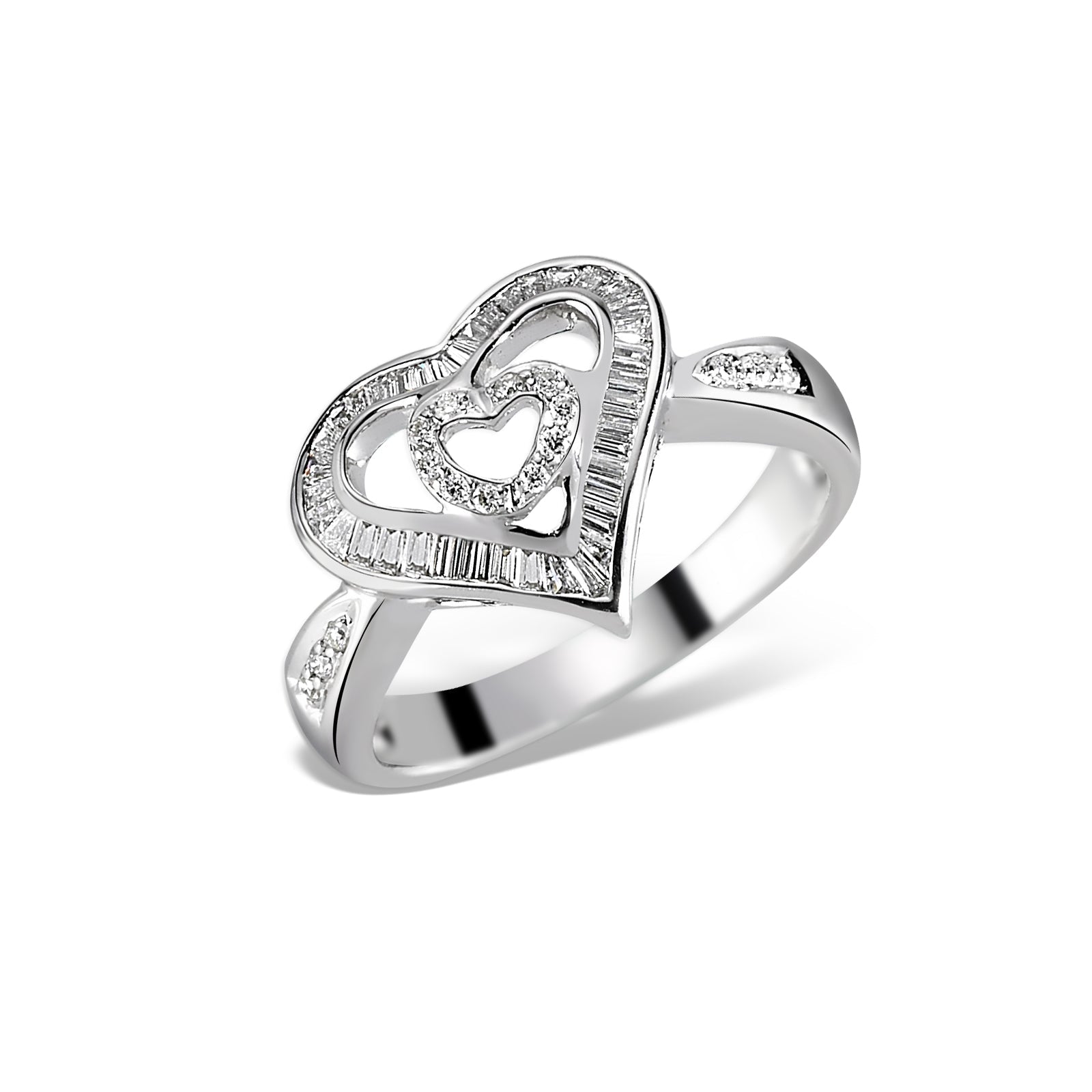 INEL LR00191 DIN AUR ALB 18K FORMA INIMA CU DIAMANTE - Bijuterii LA ROSA