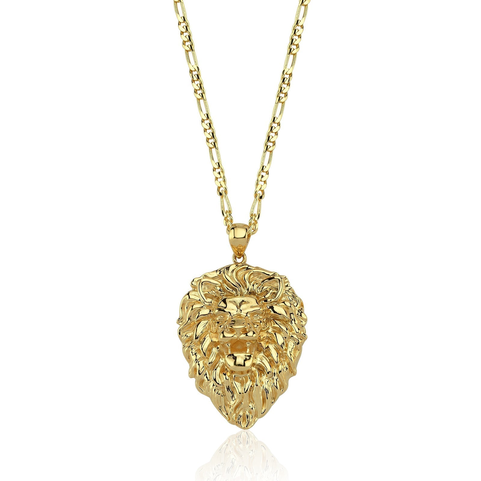 COLIER BARBATESC LRSM102 DIN AUR GALBEN 14K FORMA CAP DE LEU - Bijuterii LA ROSA - Verighete si Inele de Logodna, bijuterii cu diamante
