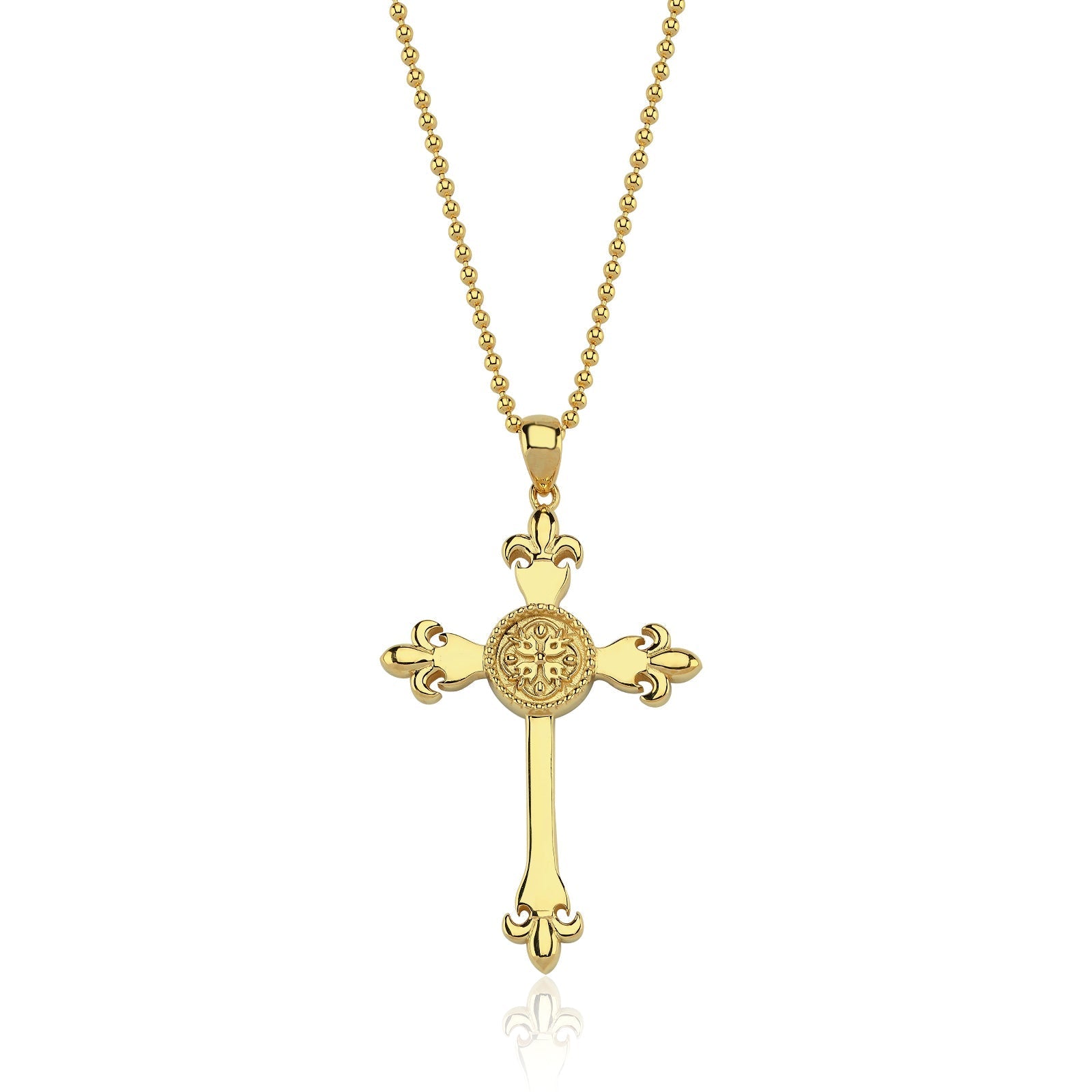 COLIER BARBATESC LRSM108 DIN AUR GALBEN 14K FORMA CRUCE - Bijuterii LA ROSA - Verighete si Inele de Logodna, bijuterii cu diamante