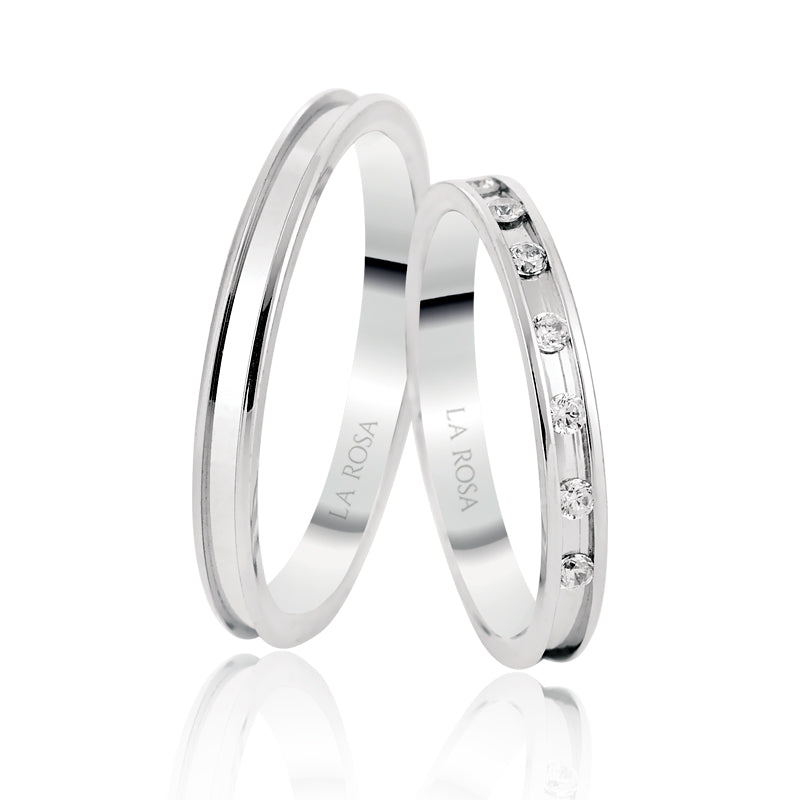 Verighete LRSZ031 din platina cu diamante sau cristale - Bijuterii LA ROSA