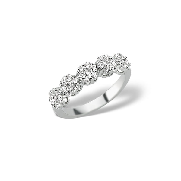 Inel LRVA0311 din aur alb 18k forma floare cu diamante - Bijuterii LA ROSA
