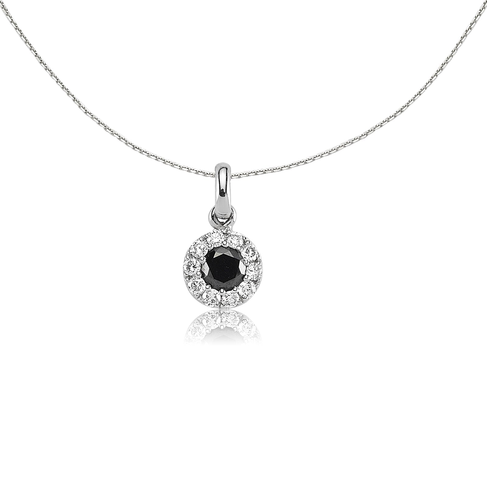 COLIER LDNA0536 DIN AUR ALB 18K FORMA ROTUNDA CU DIAMANTE - Bijuterii LA ROSA