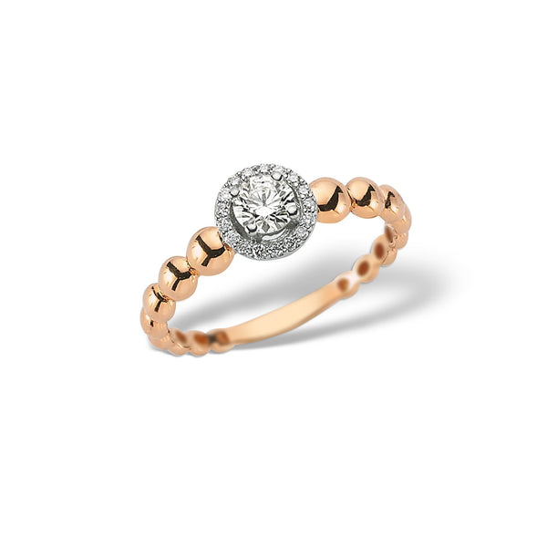 Inel de logodna LRVA0378 din aur roz si alb 18k cu diamante - Bijuterii LA ROSA