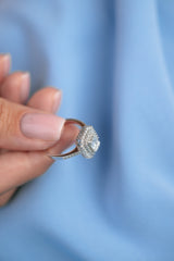 Inel Casette din aur alb 14k cu diamante baguette - Bijuterii LA ROSA