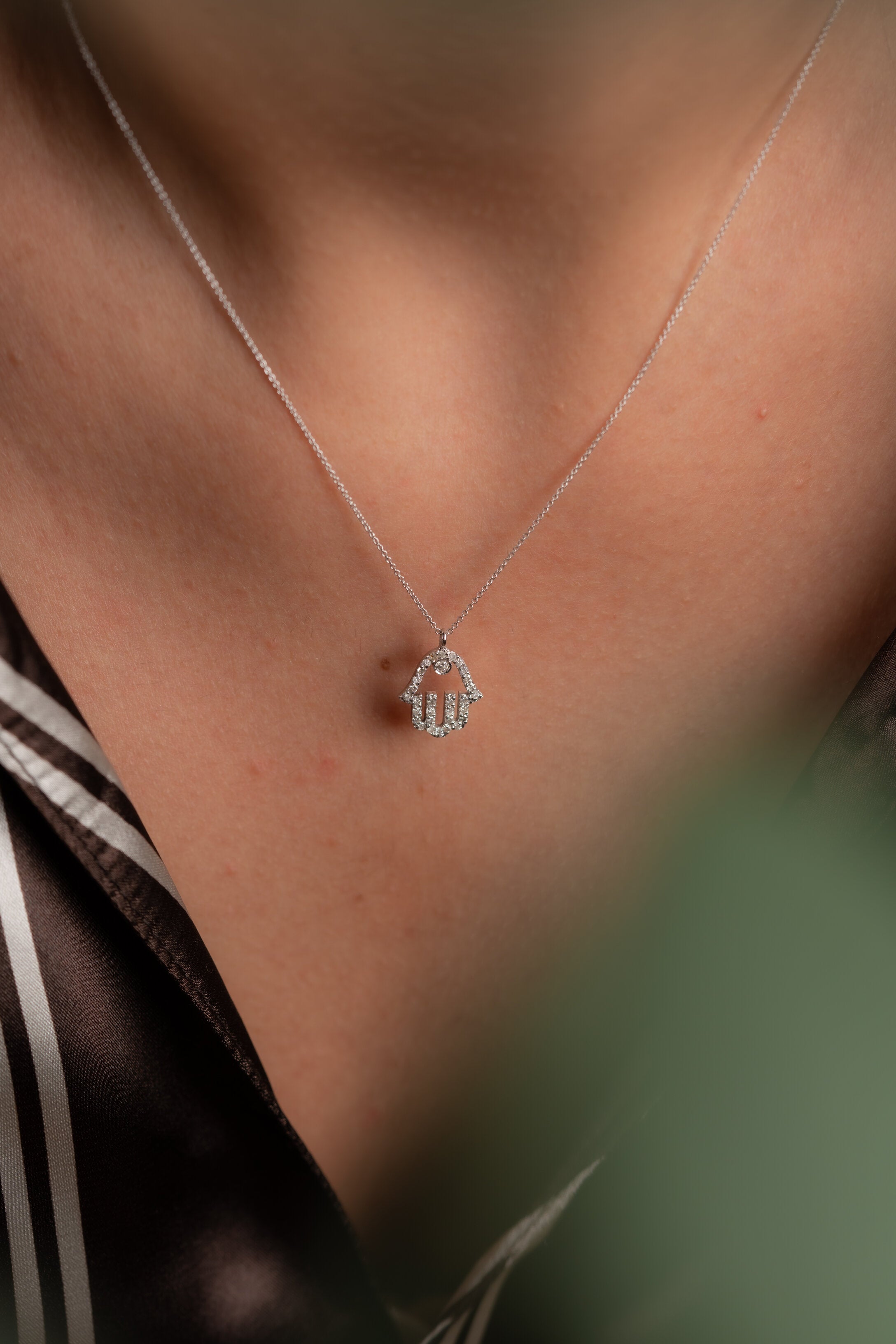 Colier LDNA0271 din aur alb 18k cu diamante - Bijuterii LA ROSA