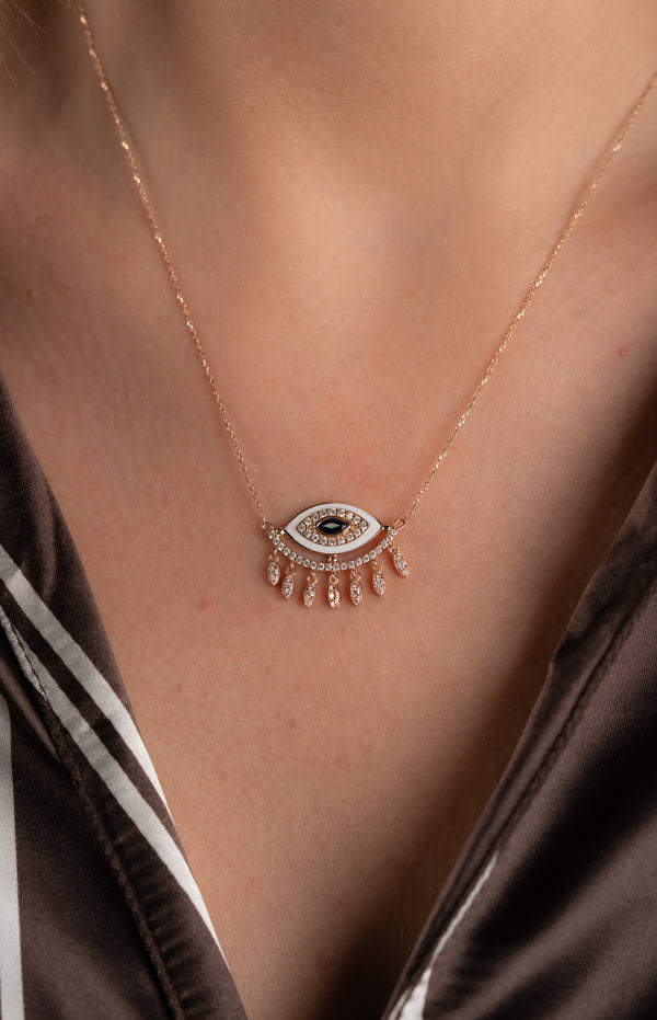 COLIER N001146 DIN AUR ROZ 14K CU DIAMANTE SI SAFIR - Bijuterii LA ROSA