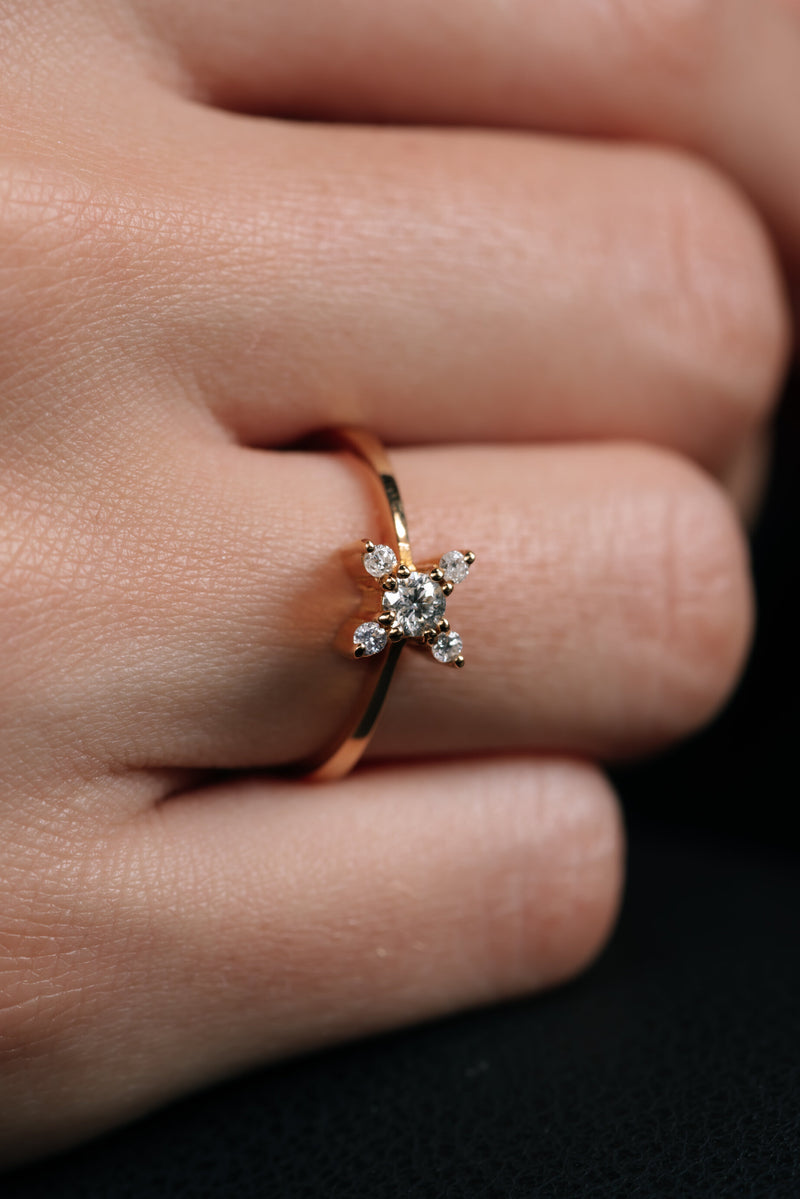 Inel de logodna LRY193 din aur roz 18k cu diamante - Bijuterii LA ROSA