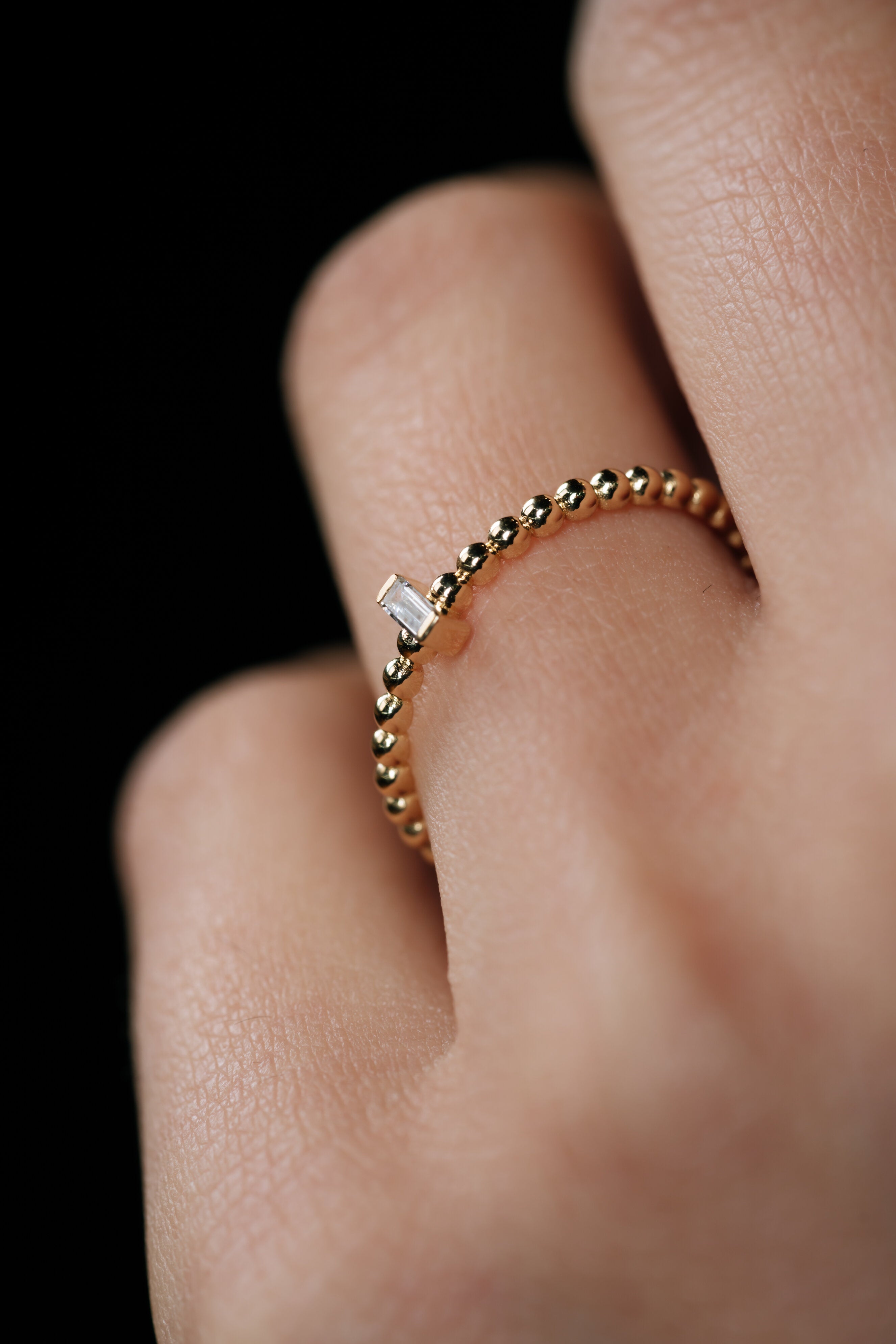INEL R0005 DIN AUR GALBEN 14K CU DIAMANT BAGHETE - Bijuterii LA ROSA