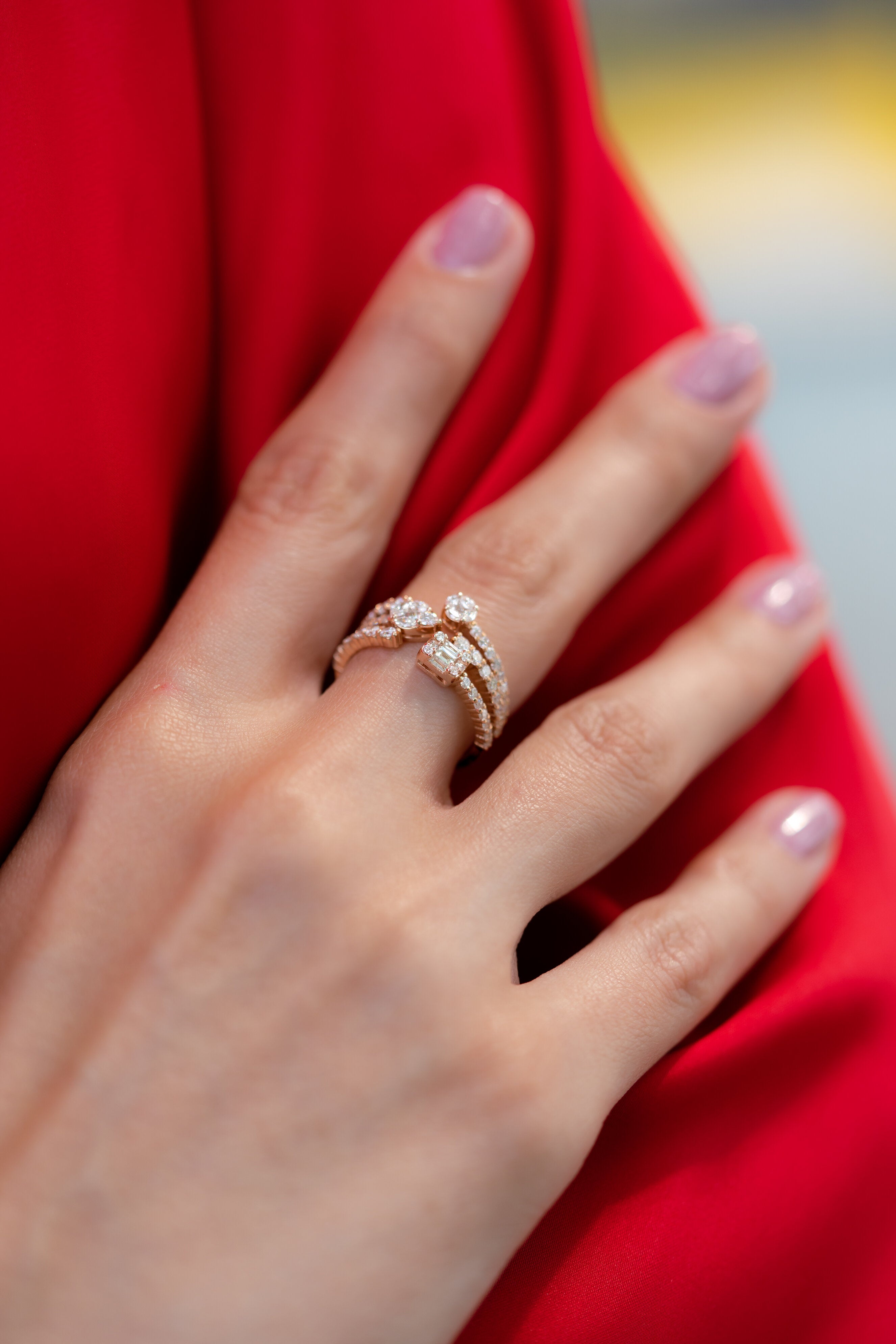 INEL R004143 DIN AUR ROZ 14K CU DIAMANTE - Bijuterii LA ROSA