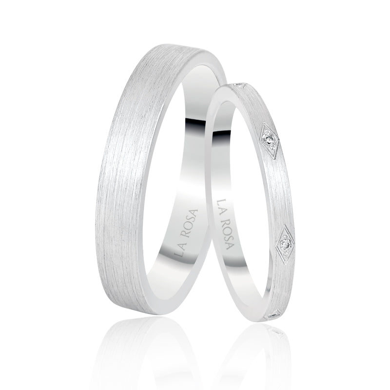 Verighete din platină cu diamante 0.03ct naturale sau lab-grown realizate în atelierul La Rosa